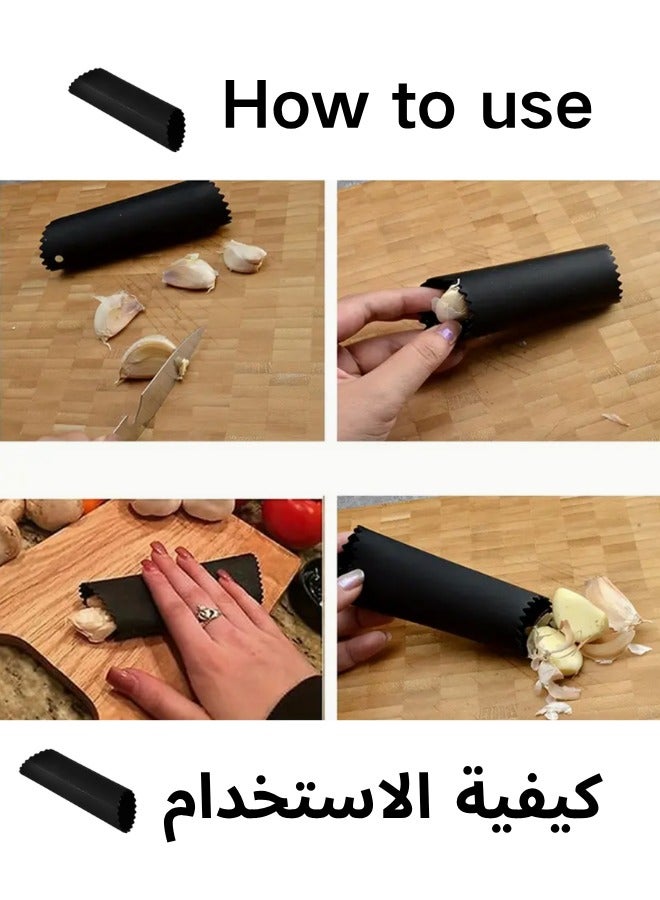 مجموعة عصارة ثوم من الفولاذ المقاوم للصدأ 5 في 1 - عصارة ثوم متعددة الوظائف تعمل كفتاحة زجاجات، وكسارة جوز، ومزيل قشور السمك، وأداة إزالة نوى التمر، بتصميم مريح، وسهلة التنظيف، وتشمل مقشرة ثوم وفرشاة تنظيف، وهدية مثالية لرمضان والعيد. - Image 2